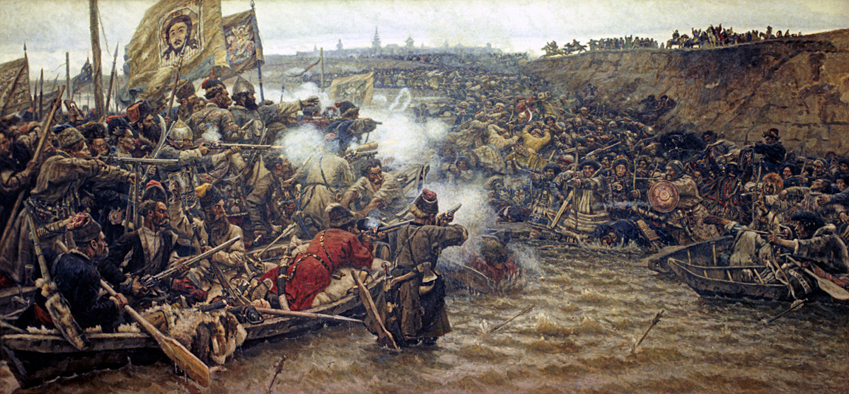 “Penaklukkan Siberia oleh Yermak” oleh Vasily Surikov (1895). Lukisan minyak di atas kanvas.