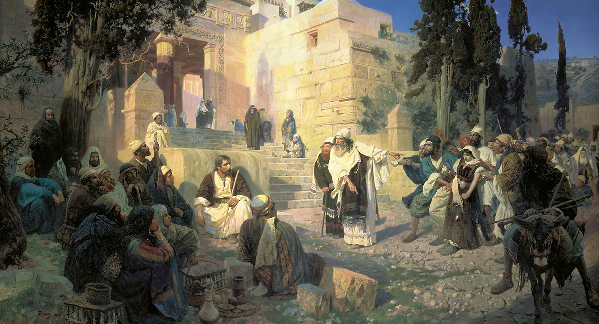 Vasilij Polenov, Kristus in grešnica (Kdo je brez greha?), 1888