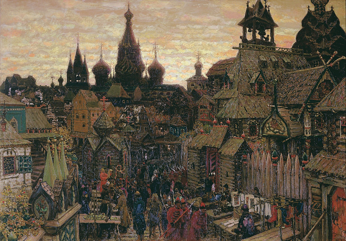 Apolinarij Vasnecov, 1900, Ulica v Kitaj-Gorodu (v Moskvi) v začetku 17. stoletja

