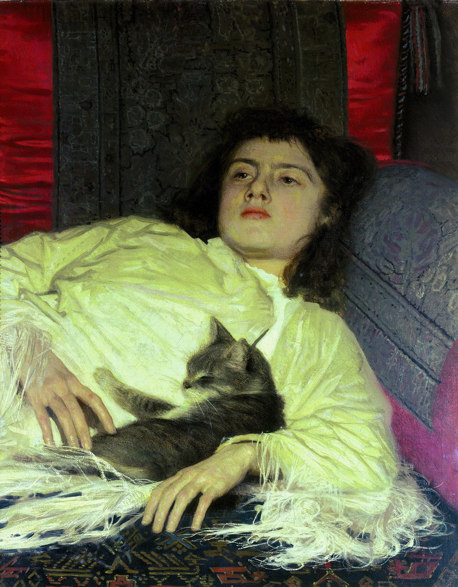 ‘Seorang Gadis dengan Seekor Kucing’ (1882) oleh Ivan Kramskoi (1837 – 1887)