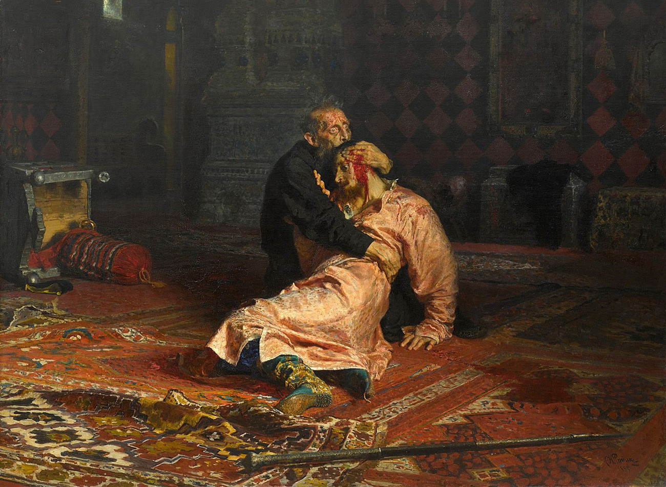 'Ivan yang Mengerikan dan Putranya Ivan' (1883–1885) oleh Ilya Repin (1844 - 1930),
