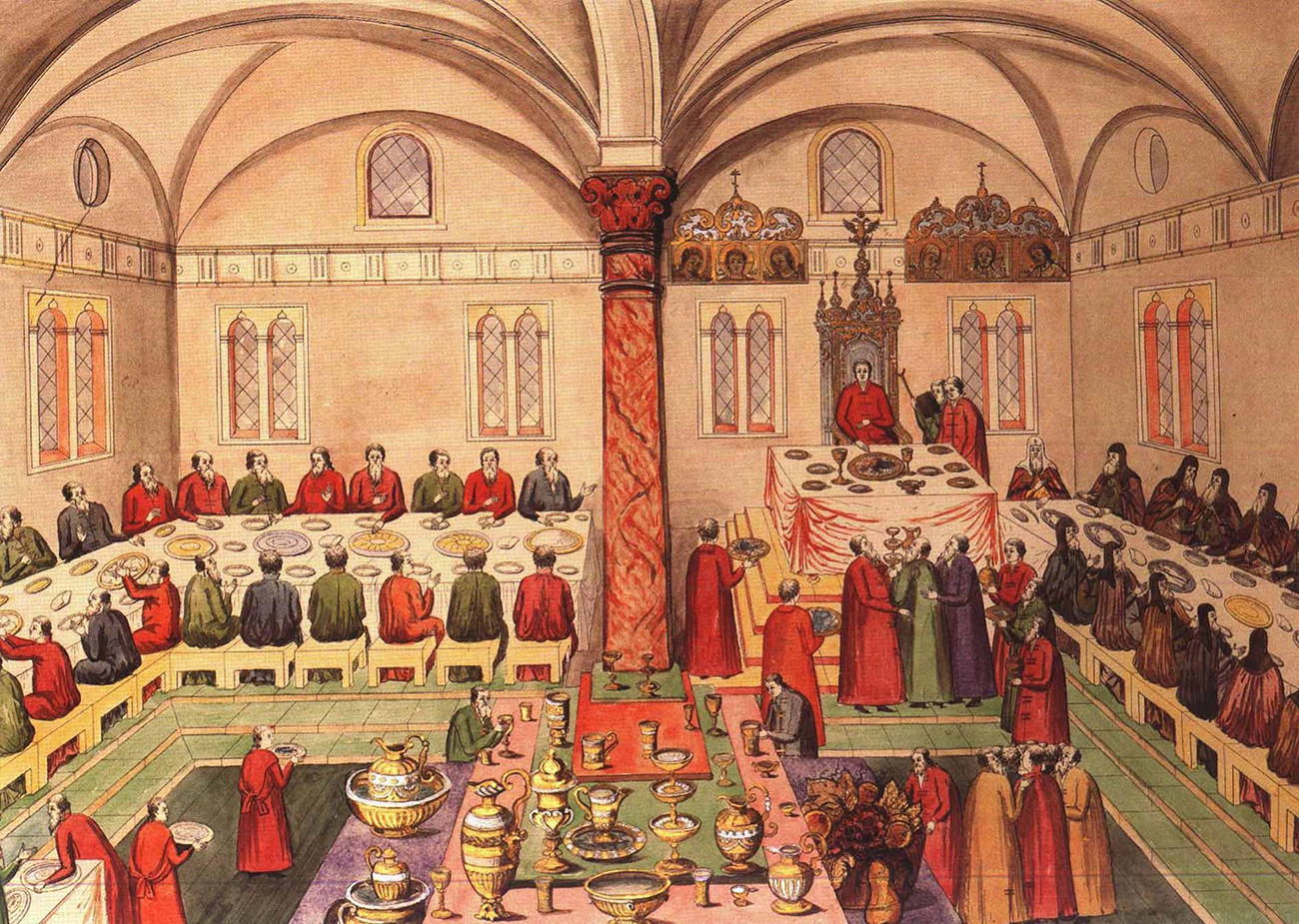 The tsar's feast at the Palace of Facets in the Moscow Kremiln, 1673
