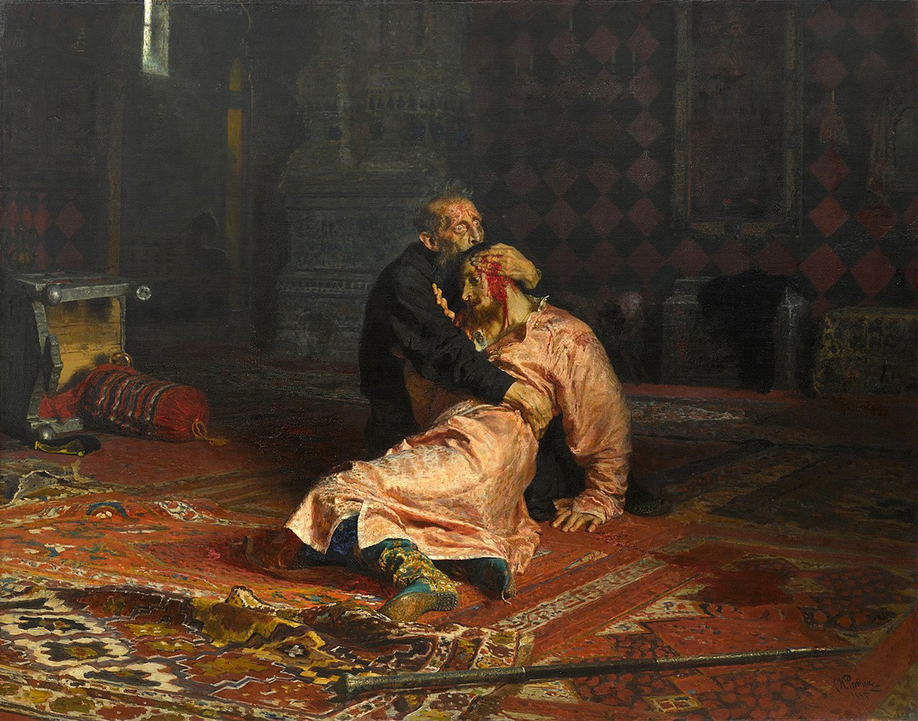 Илья Репин. Иван Грозный и сын его Иван 16 ноября 1581 года. 1883—1885