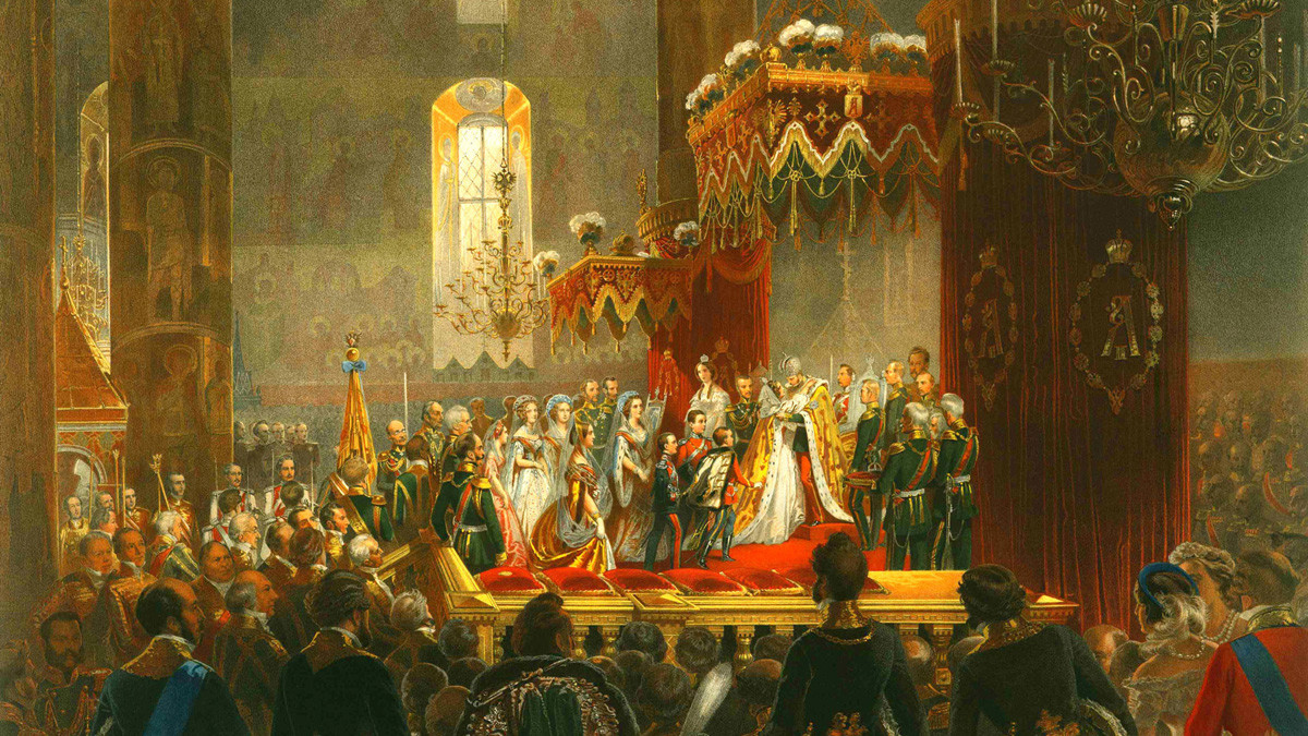 'The coronation of Alexander II in the Dormition Cathedral in Moscow,' by M. Zichi.