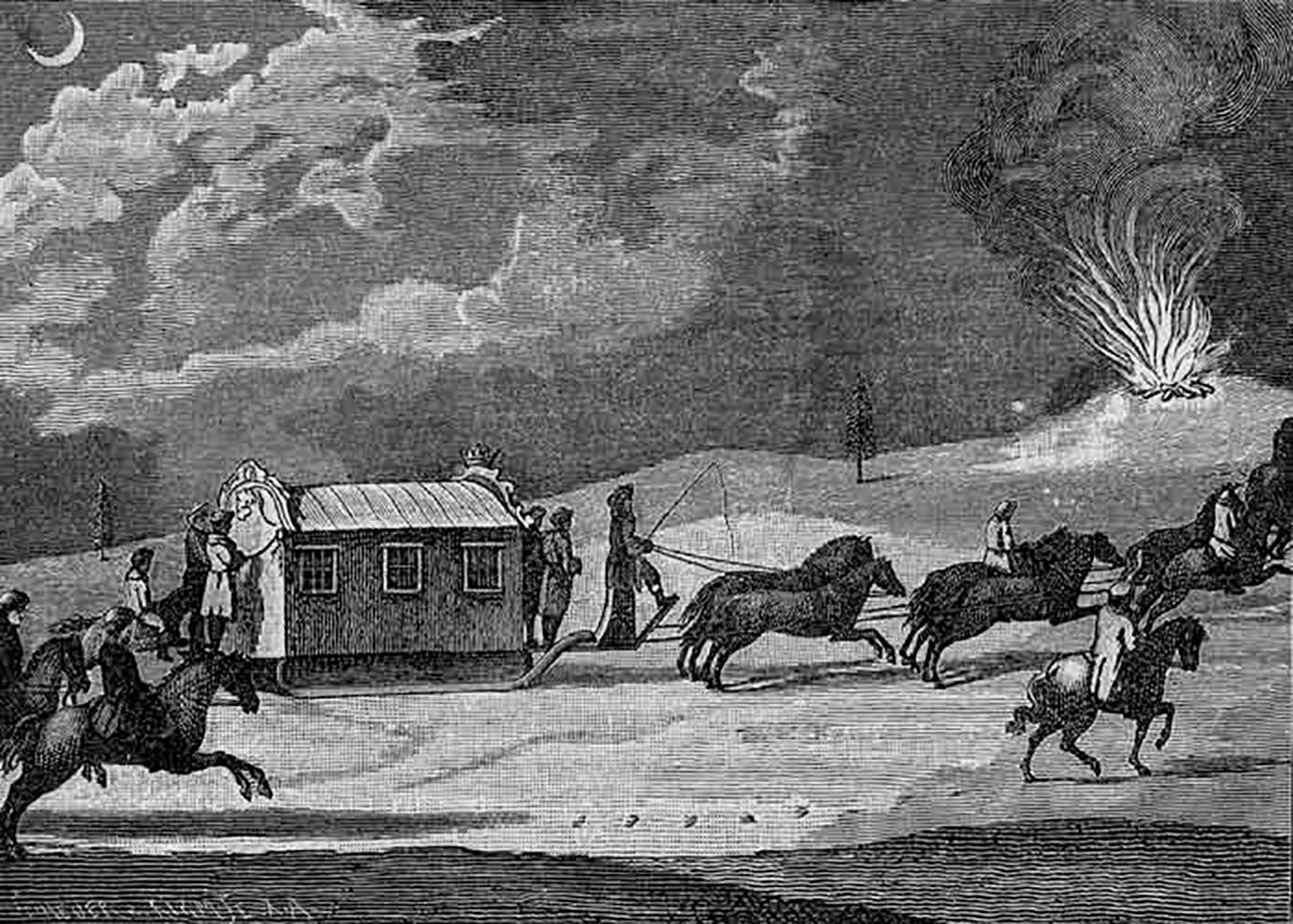 La carrozza imperiale di Caterina durante il suo viaggio in Crimea nel 1787