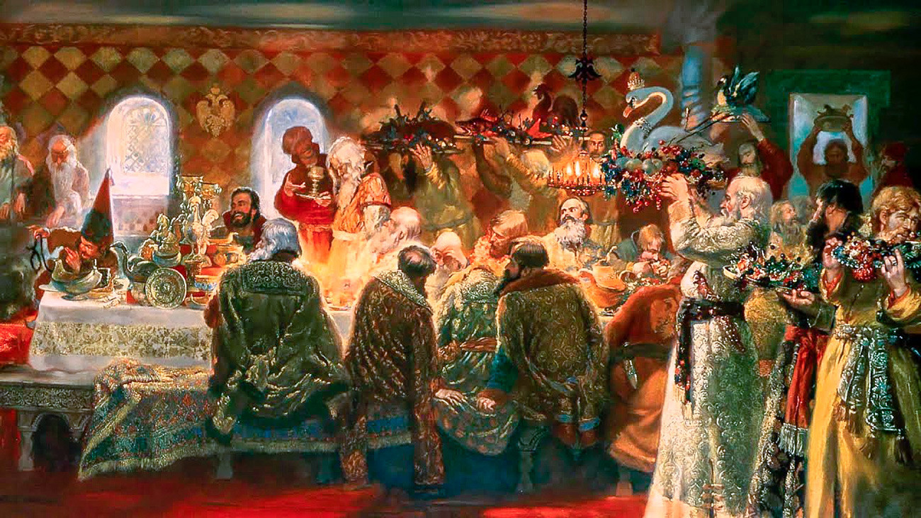 Banquete de Ivan, o Terrível, em sua residência Aleksandrova Sloboda