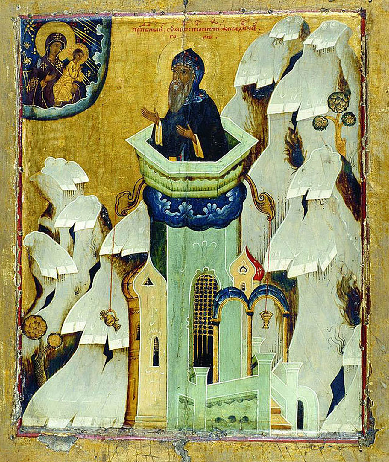 Saint Simeon Stylites. Icon of 16th century