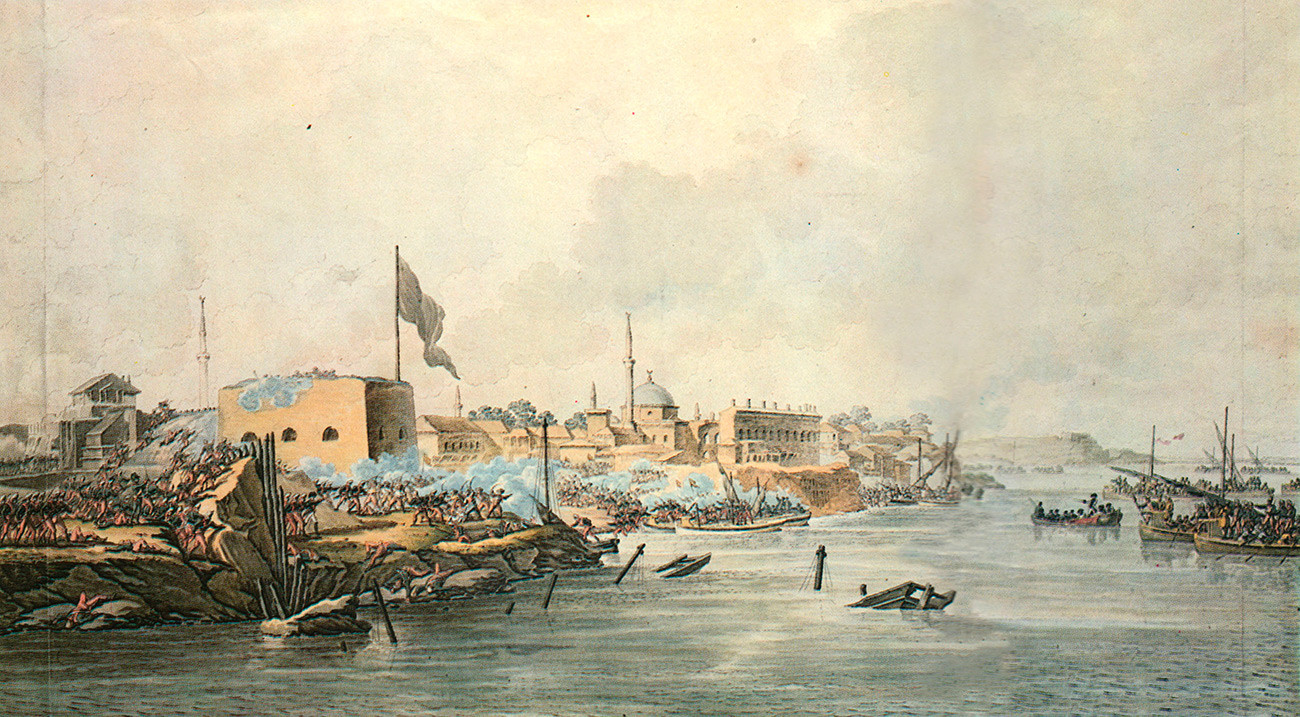Гравира С. Шифљара „Јуриш на тврђаву Измаил 11 (22) децембра 1790. године“ (верзија у боји), по акварелу познатог сликара ратних мотива М. М. Иванова. Цртеж је заснован на скицама које је Иванов направио за време битке.