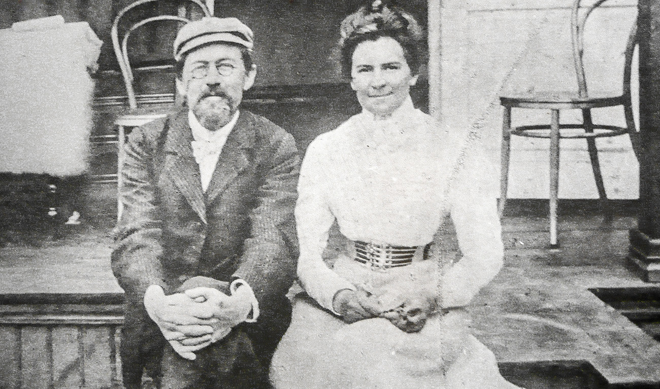 Anton Chekhov with his wife Olga Knipper, an actress who starred in his several plays.