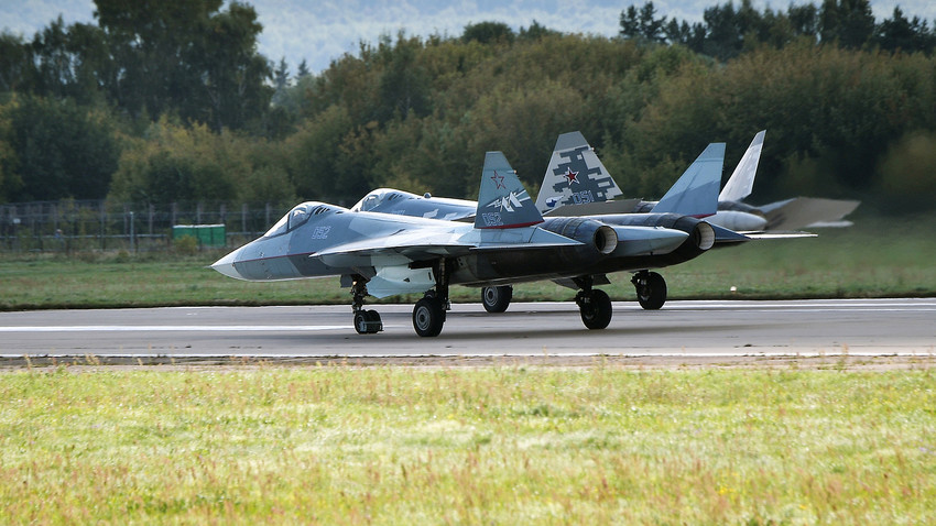 Su-57 durante su actuación en el MAKS-2019