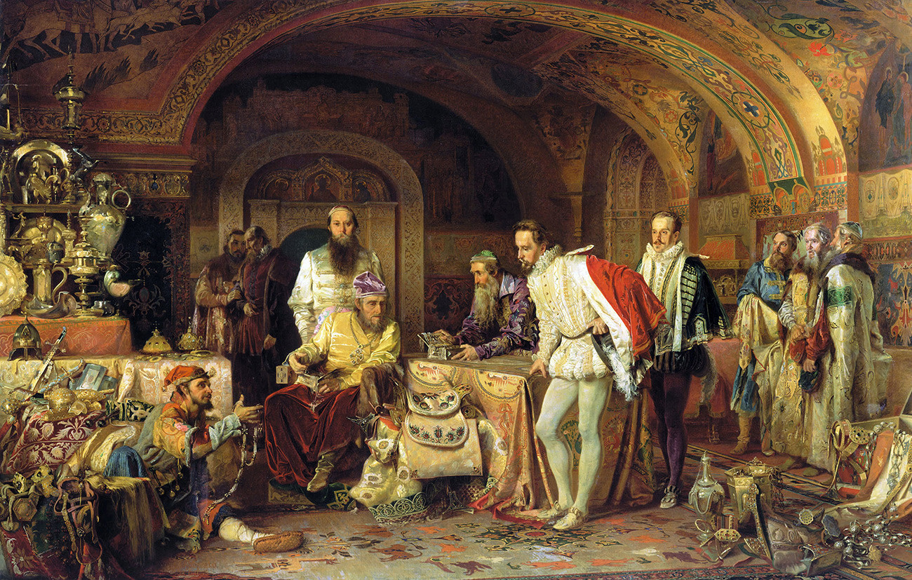 'Ivan, o Terrível Mostrando Tesouros para Embaixador Inglês Jerome Horsey', 1875, de Aleksandr Litovtchenko