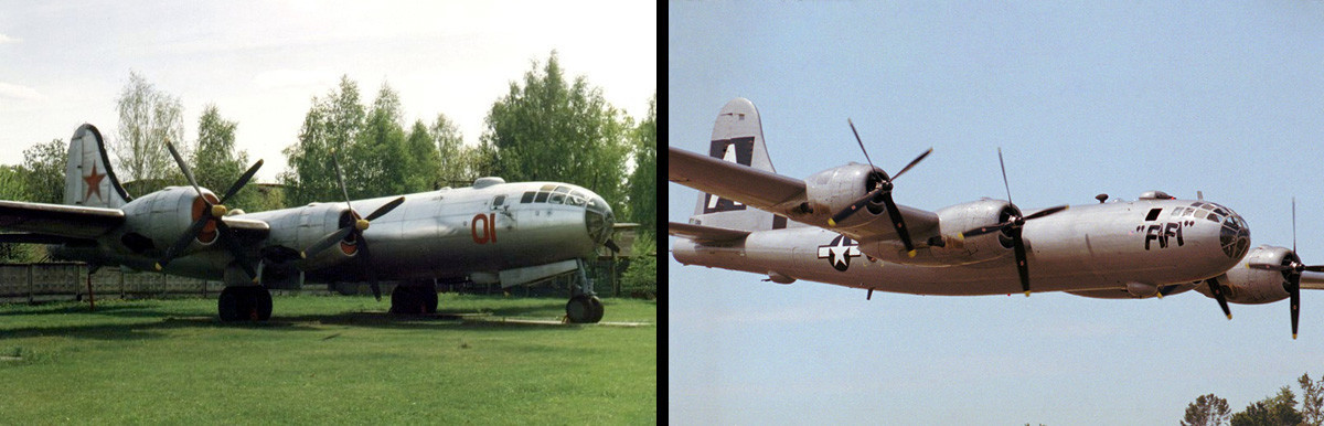 Бомбардерот Т-4 „Туполев“ во музејот во Монино и В-29.