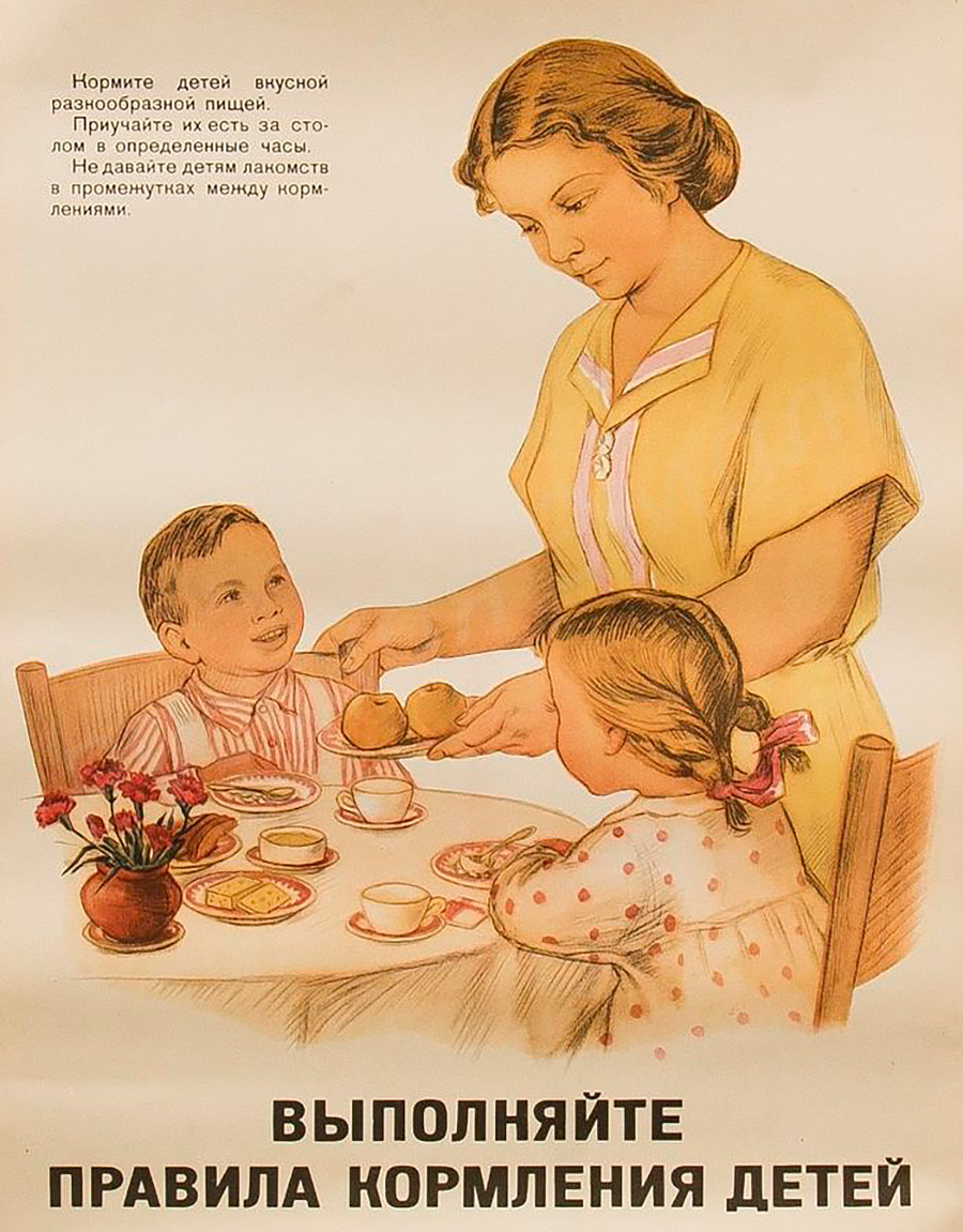 'Follow the rules of feeding kids: Give them tasty and varied food. Teach them to eat at the table at a set time. Don't give them sweets between meal time.'