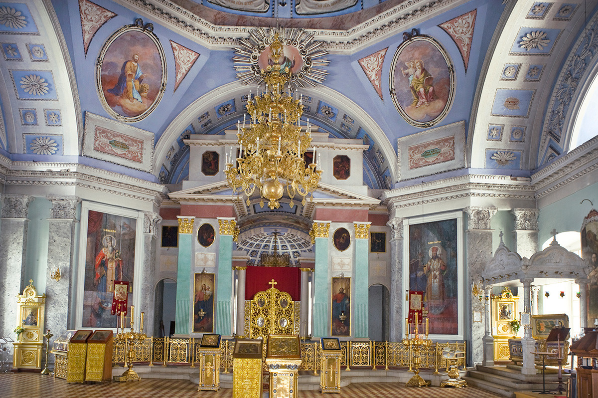 St. Dimitry Cathedral interior. View east toward icon screen. July 8, 2019  