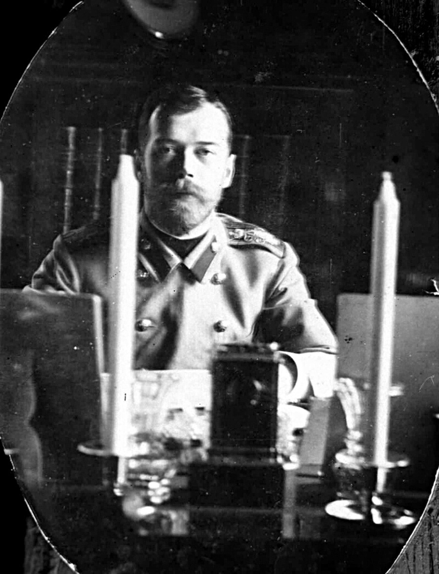 Nicholas II taking a selfie in his study, 1900