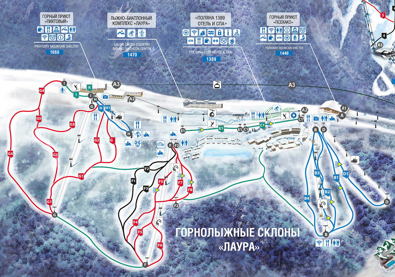 Карта горнолыжного курорта газпром