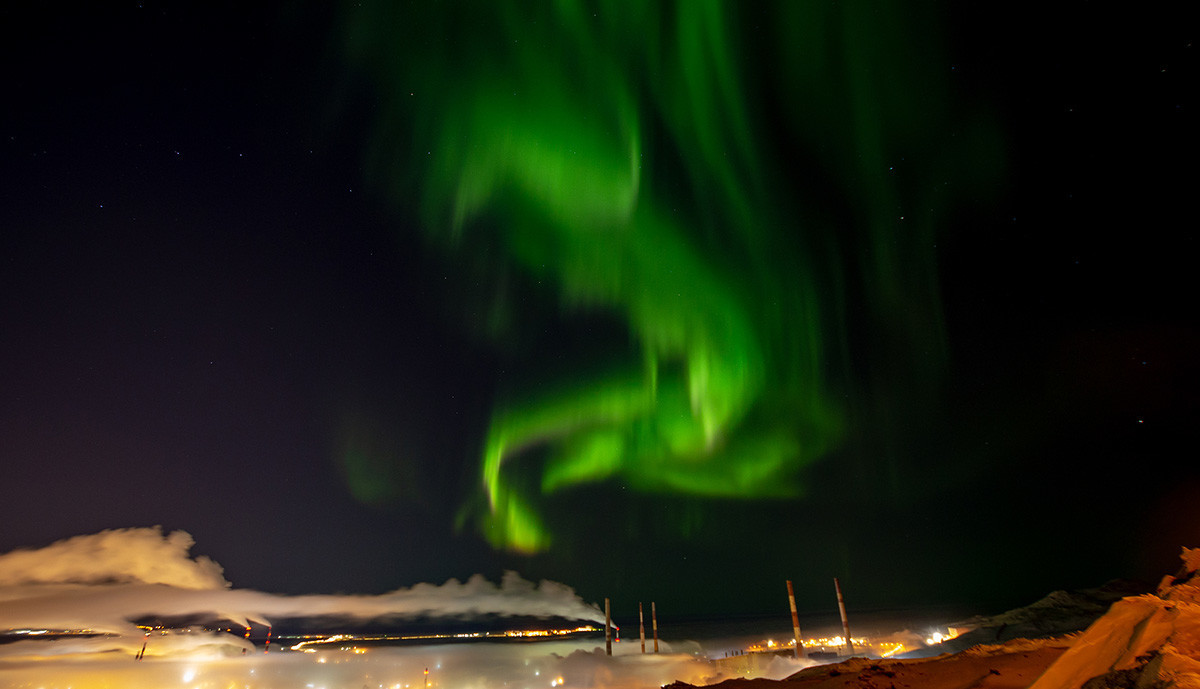 Aurora Boreal em dezembro de 2018 em Norilsk.