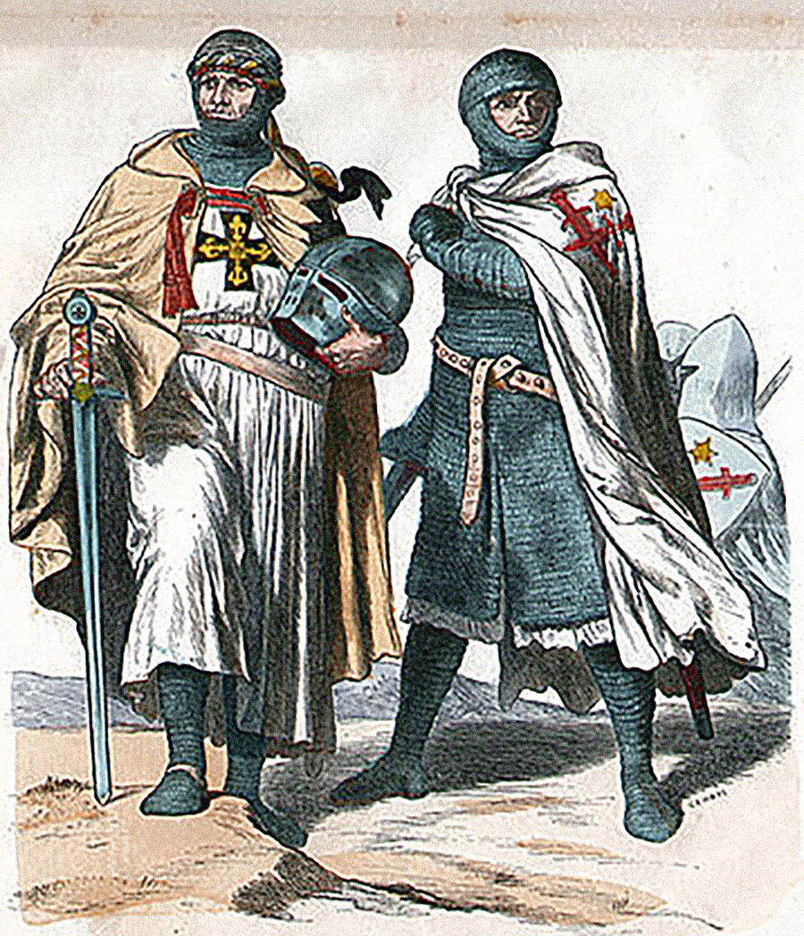 Un chevalier teutonique (à gauche) et un frère de l'Épée (à droite)