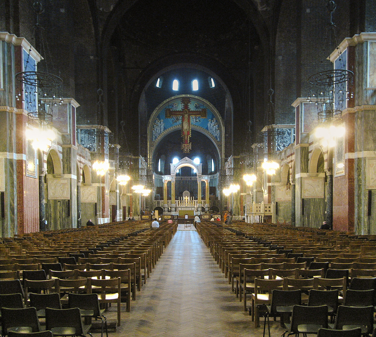 The scene was actually filmed in the Catholic Westminster Cathedral in London (not to be confused with Westminster Abbey)