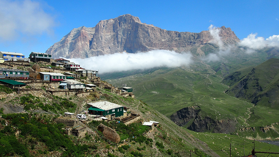 Mountain village sky Kurush onair skyline mountscape caucasus