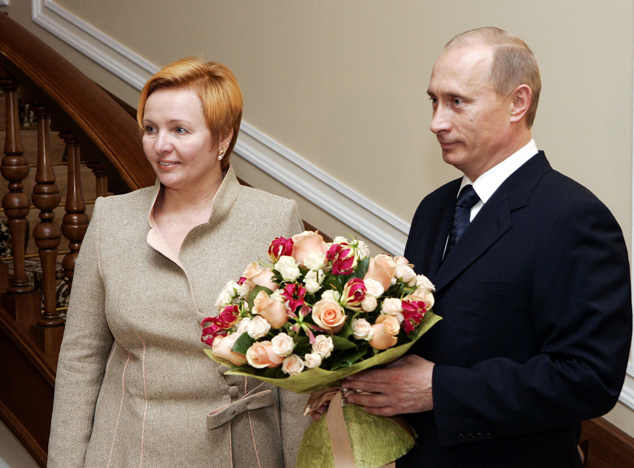 Ruski predsednik Vladimir Putin z ženo Ljudmilo v Novo-Ogarjovu. 2005.
