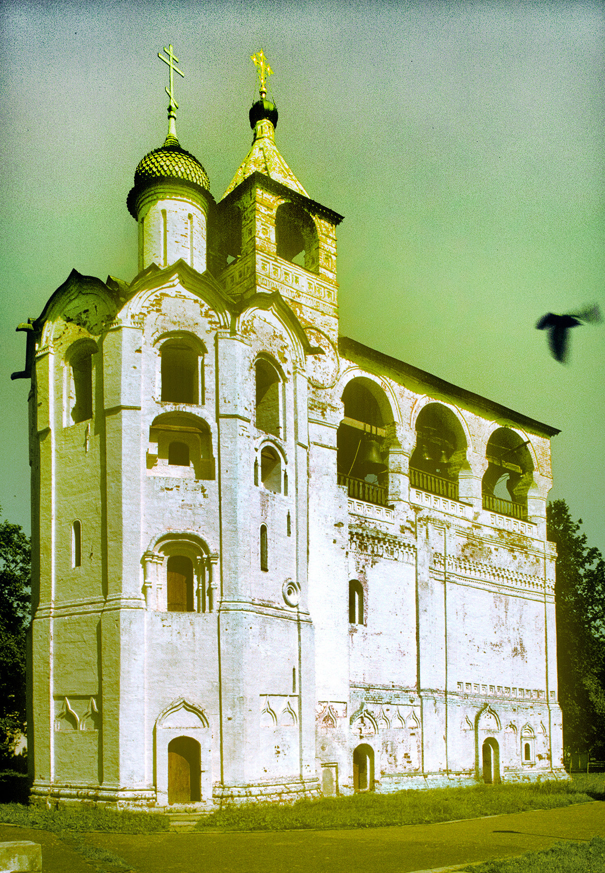 Savior-St. Evfimy Monastery. Church of the Nativity of John the Baptist with attached belfry. Northwest view. June 30, 1995