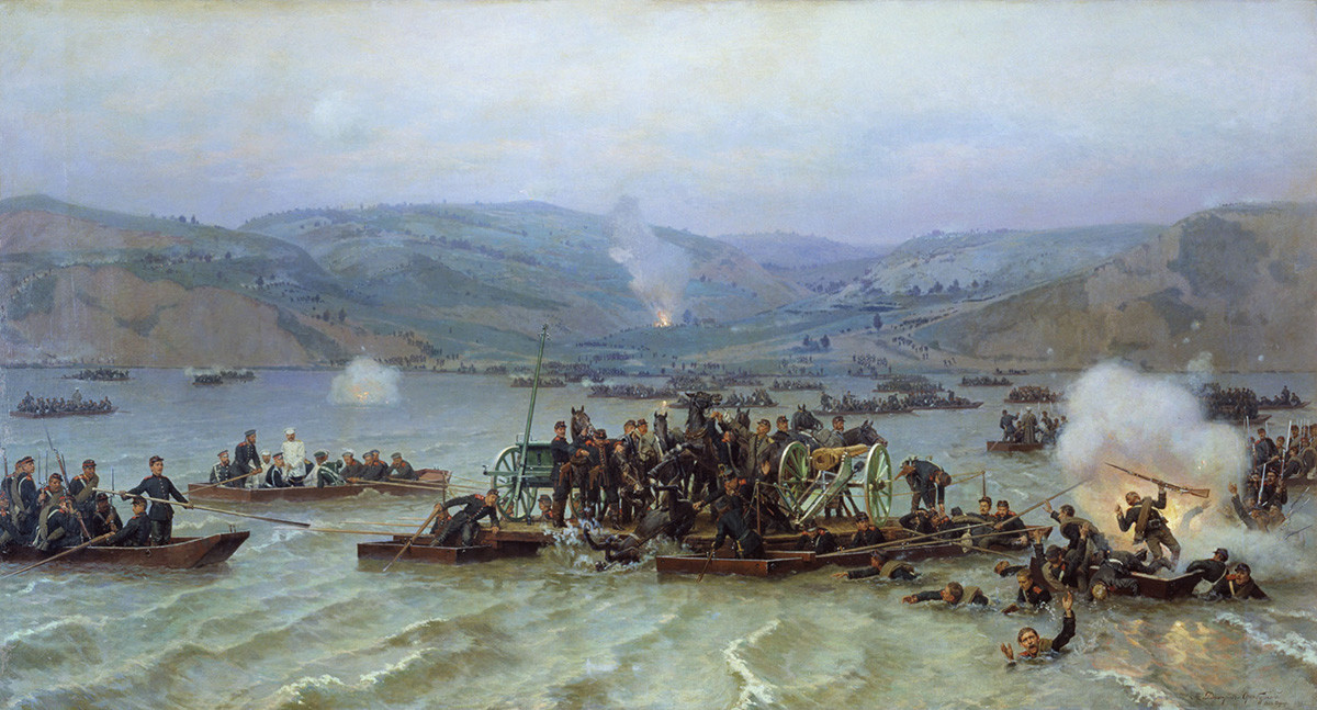 Николай Дмитриев-Оренбургский. Переправа русской армии через Дунай в 1877 году, 1883г.