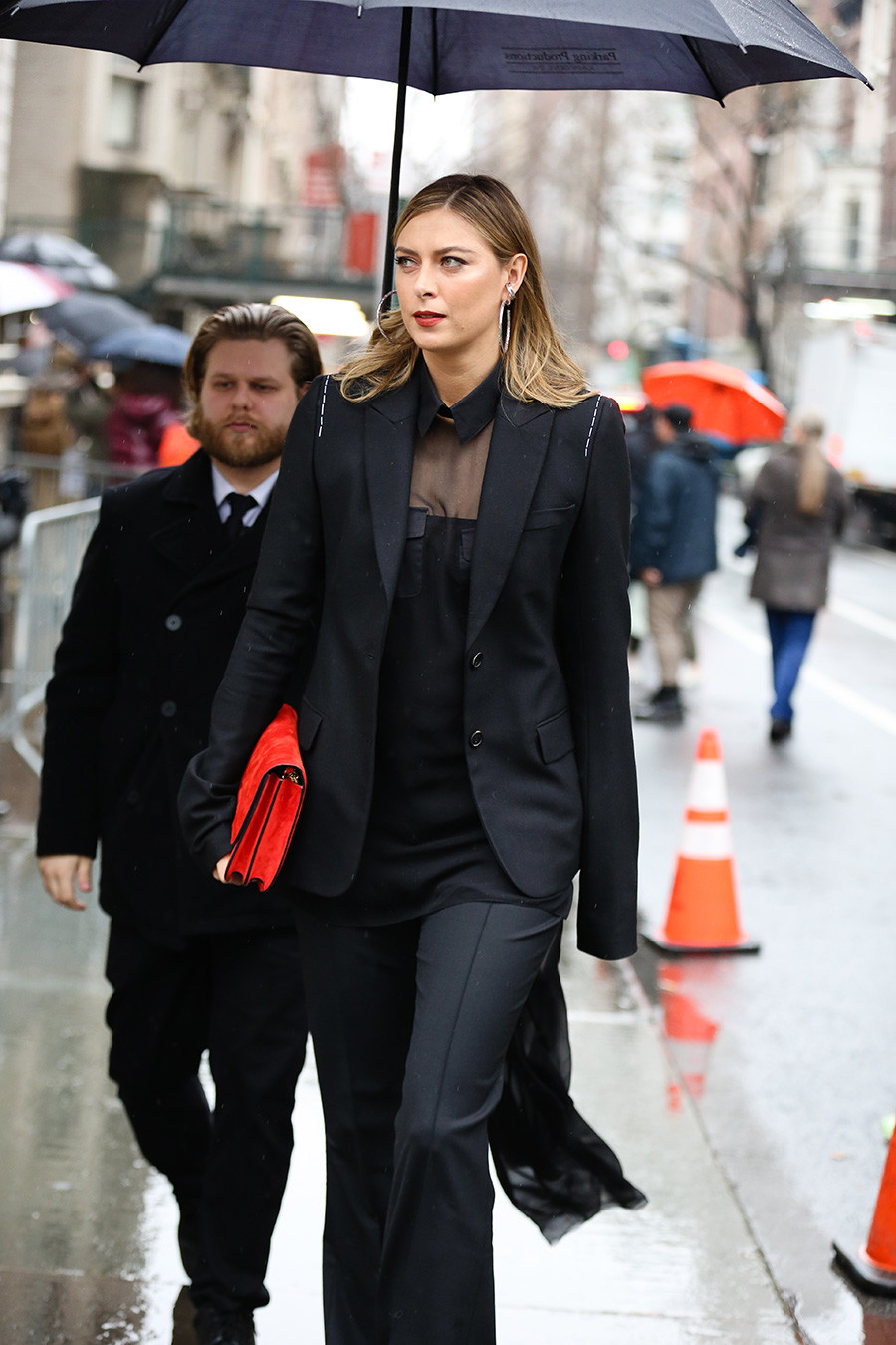 Maria Sharapova is seen outside of the Vera Wang show during New York Fashion Week on February 11, 2020 in New York City