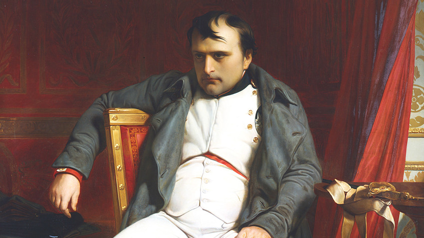 フォンテーヌブローで退位するナポレオン、1814年4月