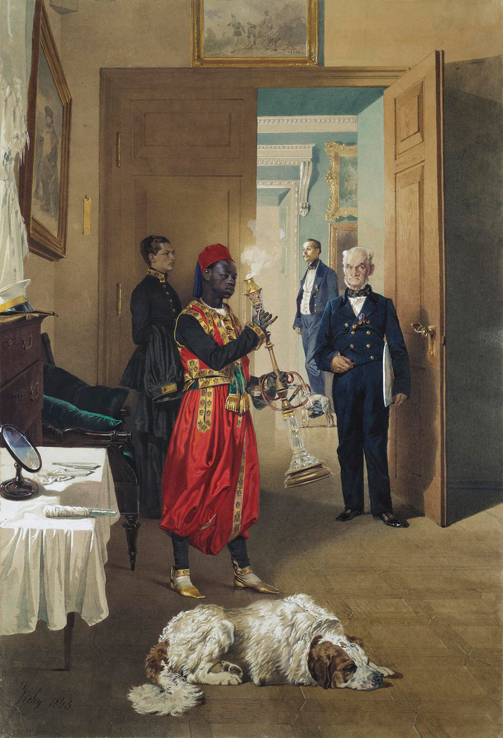 «Передняя в императорском дворце в Царском Селе», М. Зичи, 1865.