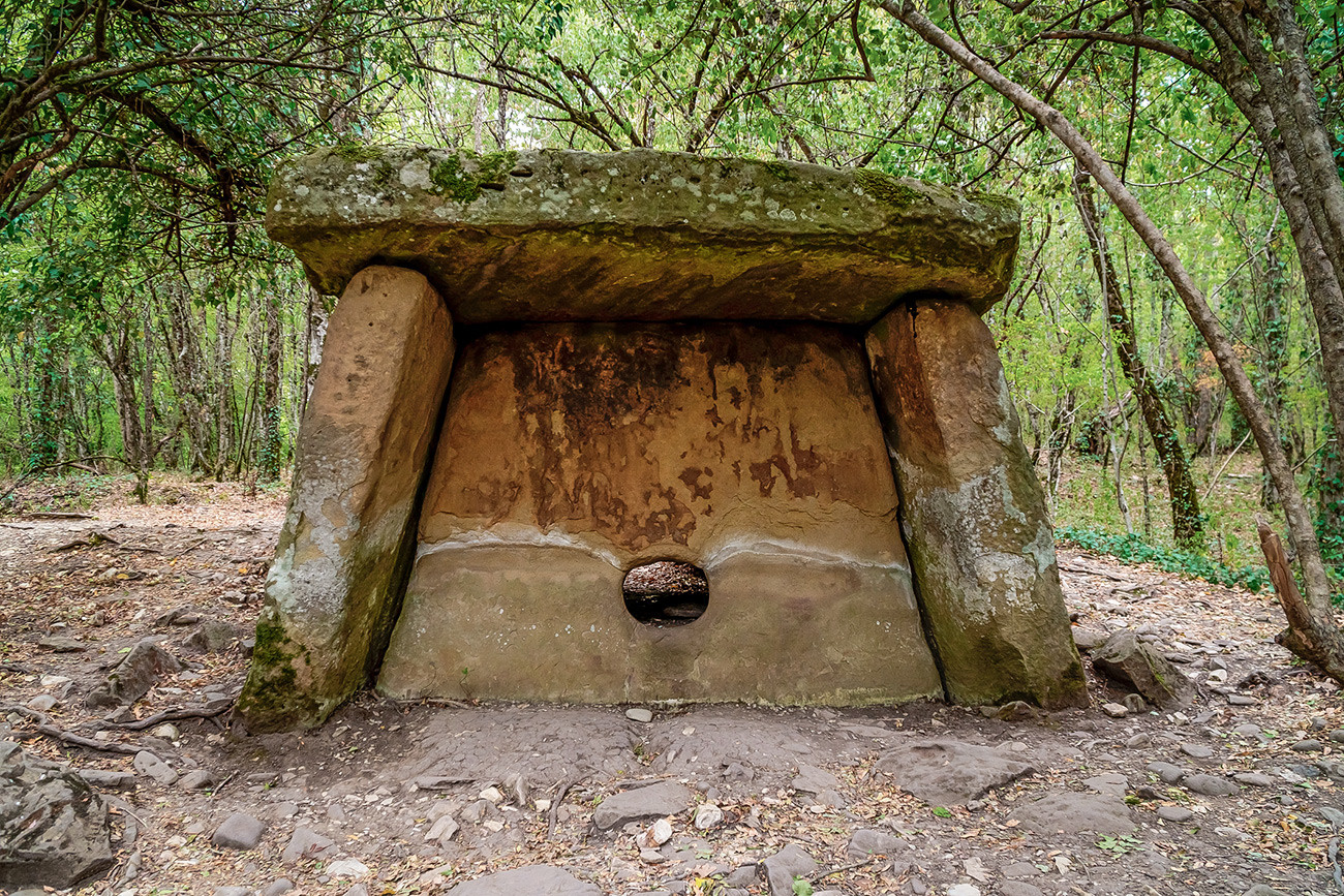 Ancient dolmens in the valley of the river Zhane, Russia, Krasnodar region, Gelendzhik district.
