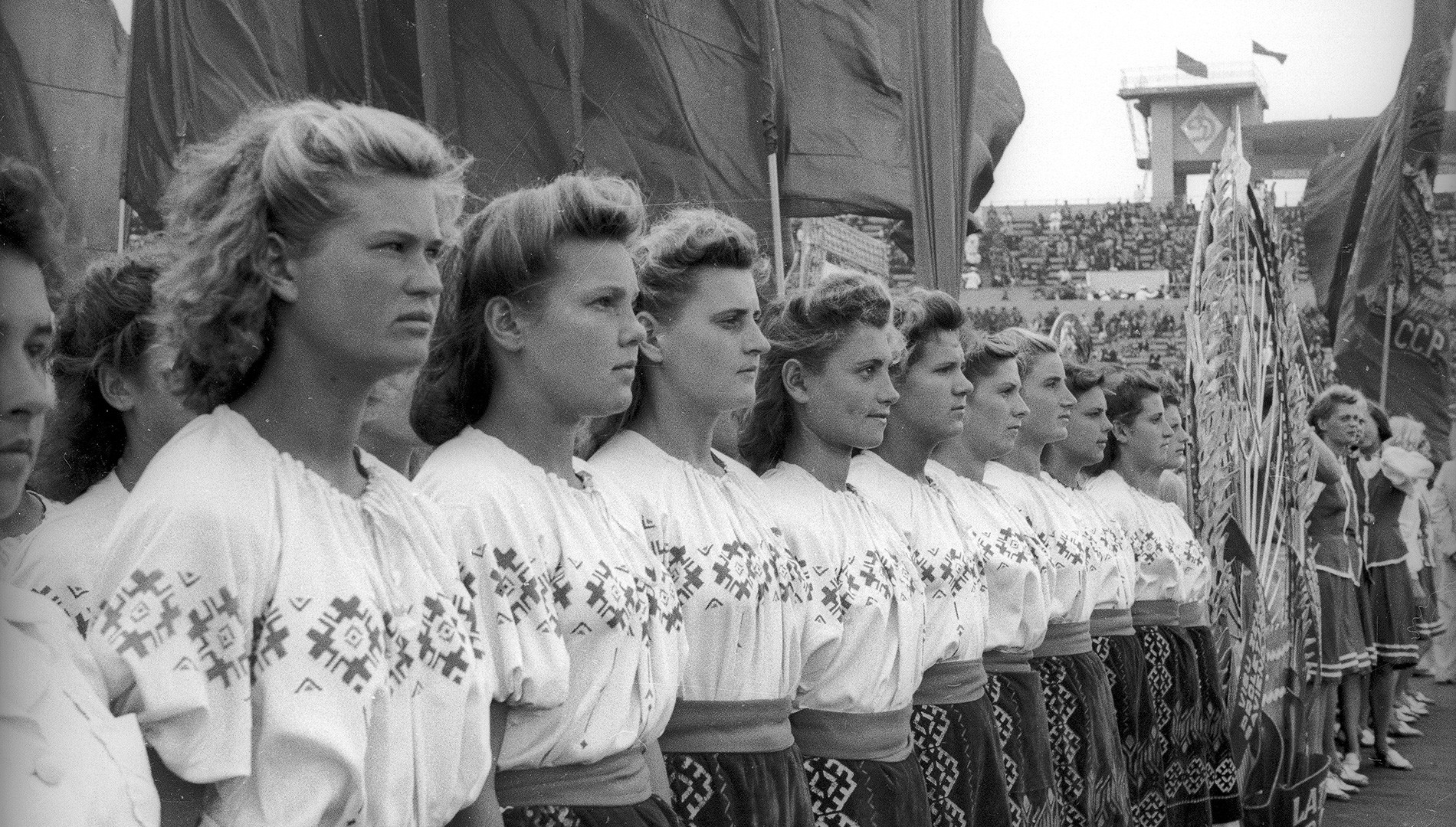Parade sportive au stade Dynamo. Août 1947