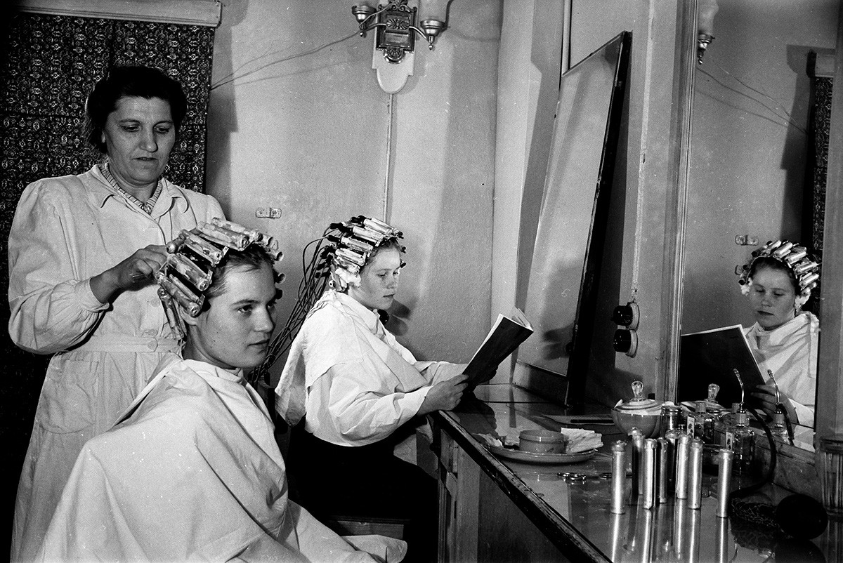 At the hairdressers, 1956
