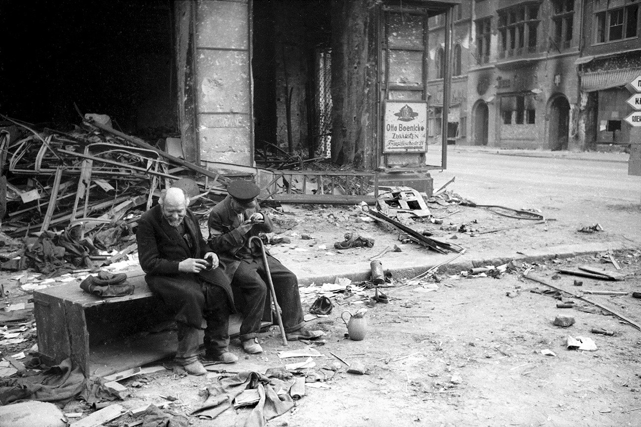 “Why are we fighting?” asks a blind man. Berlin. 1945.