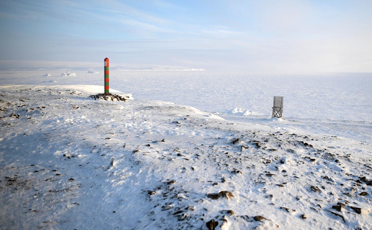 Border post in Severnaya Bay of Franz Josef Land Archipelago.