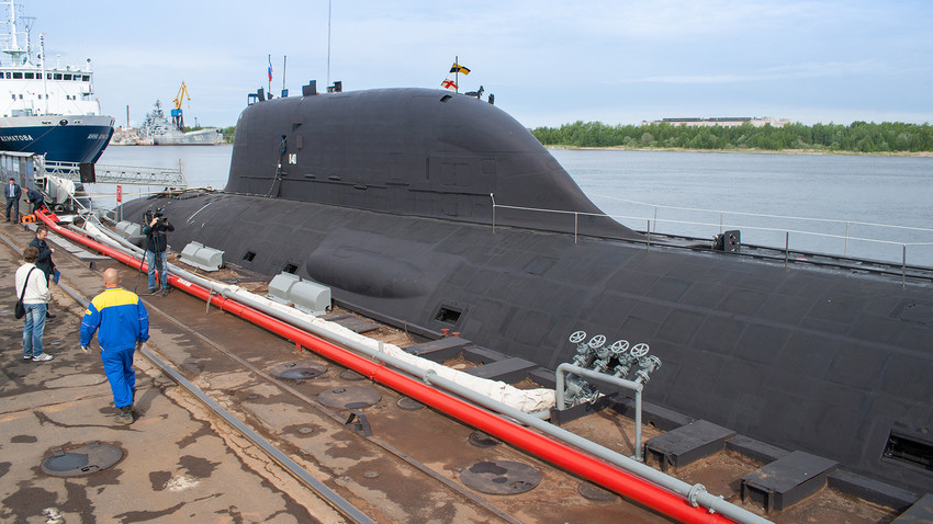 El Severodvinsk o K-560, el primer submarino nuclear multifuncional de ataque de la clase Yasen