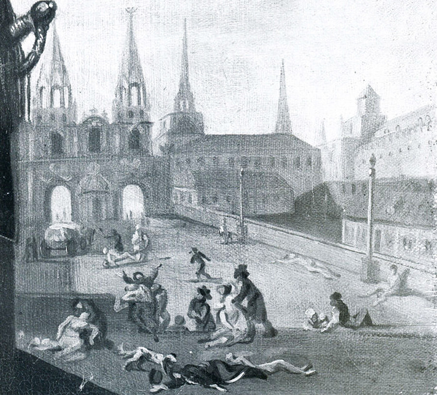 'The bubonic plague in Moscow, 1771,' by Louis-Theodore Devilly [1818-1886]