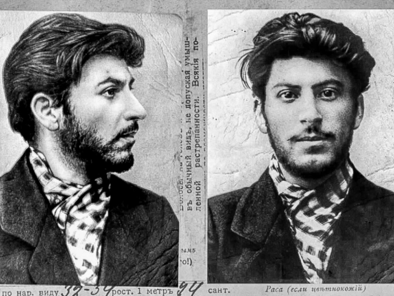 Photographies prises par la police. Staline avait alors 23 ans.