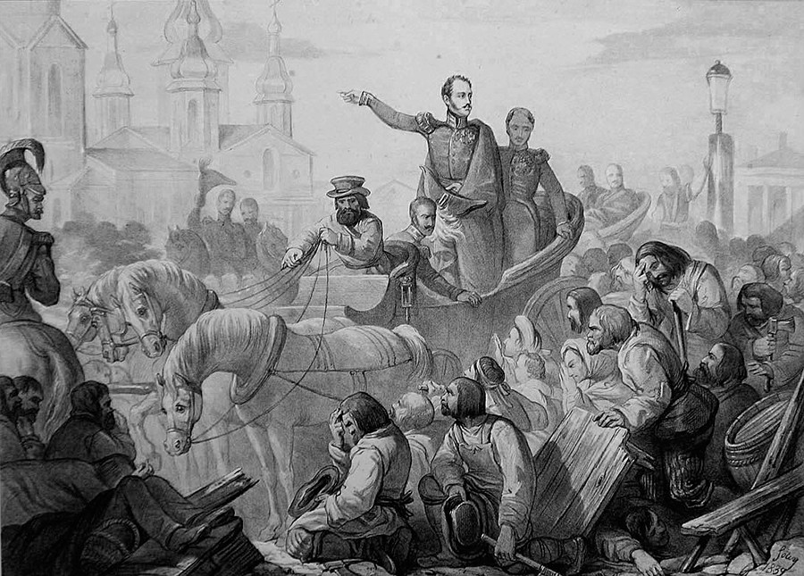 Nikolai I. während des Cholera-Aufstandes