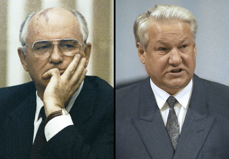 Mikhail Gorbachev (L), Boris Yeltsin (R)