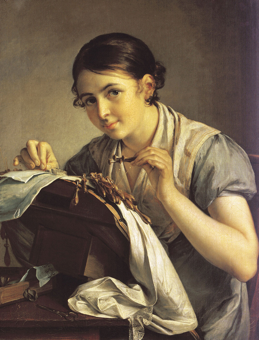 ワシリー・トロピーニン『レースを縫う女』（1823年）