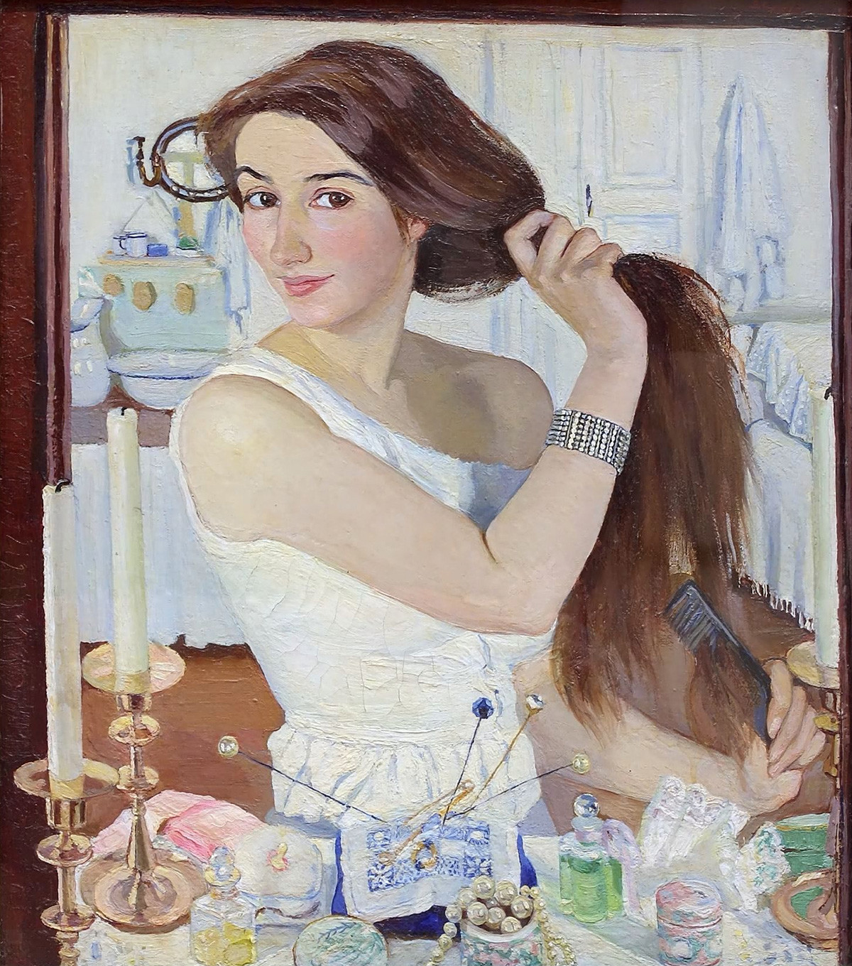 ジナイーダ・セレブリャコワ『化粧台にて。自画像』（1909年）