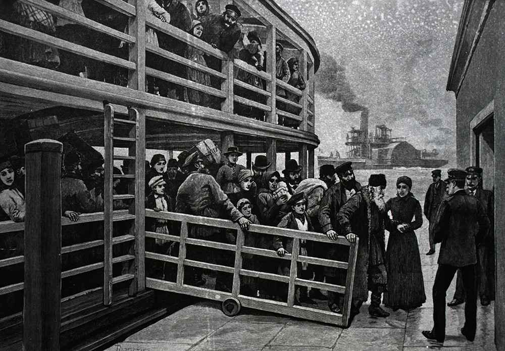 Russian emigrants landing In New York