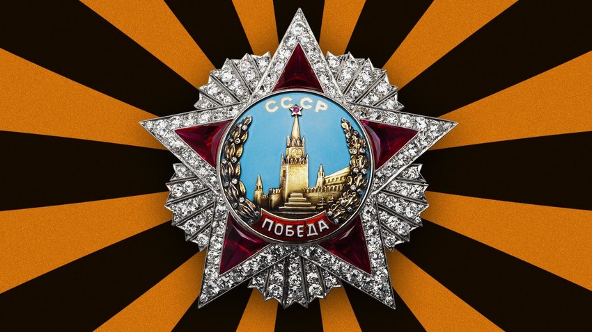 Орден "Победа". Създаден в периода на 1943-1945 година. Място на производство: СССР, Москва. Материал, техника: платина, злато, сребро, брилианти, рубини (синтетическии), емайл и други