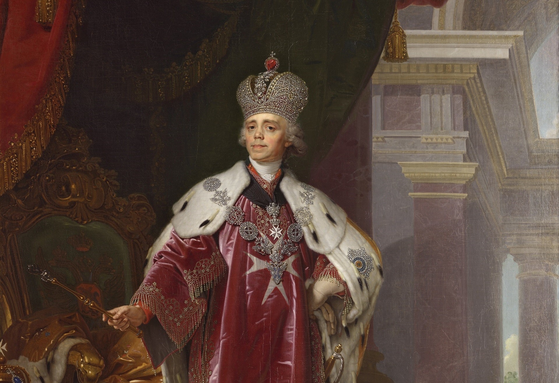 Retrato do imperador Pável 1° pintado por Vladímir Borovikóvski.