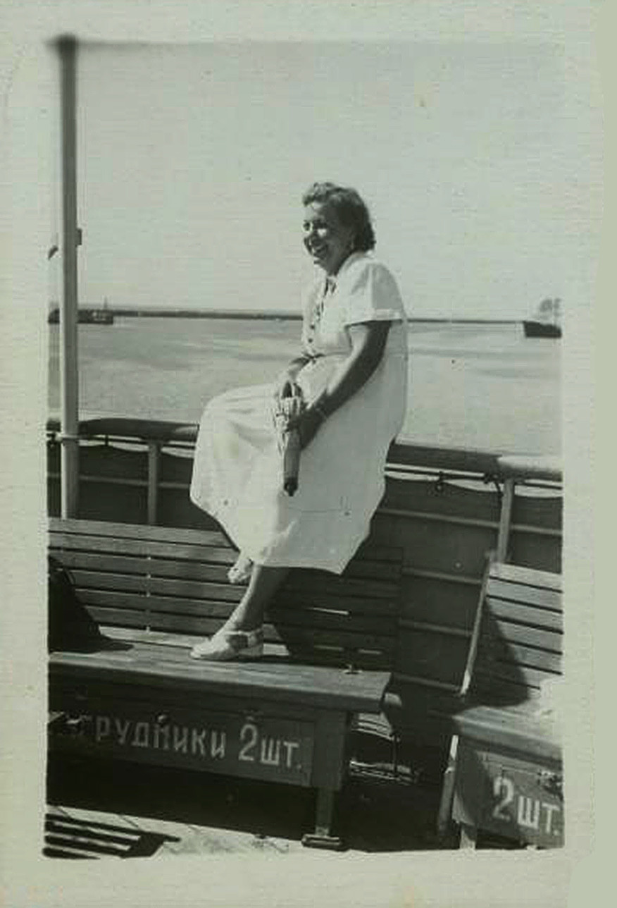 Woman on board a steamship  