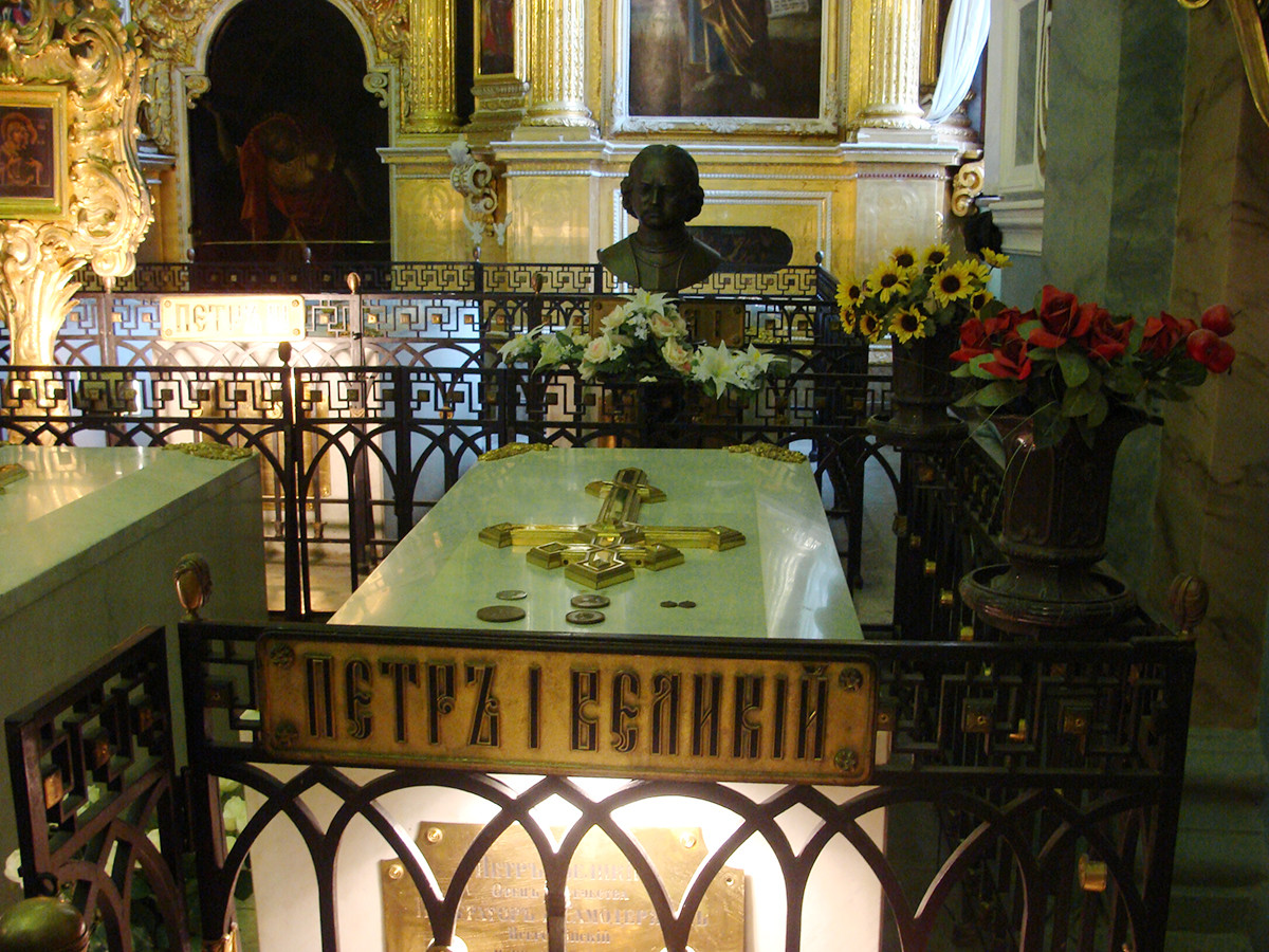 Peter the Great's tombstone in the Peter and Paul Cathedral, Peter and Paul fortress, St. Petersburg, Russia
