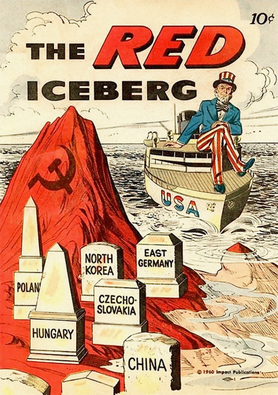 La couverture de ce livre dépeint l'Union soviétique comme un iceberg menaçant de faire sombrer les États-Unis.