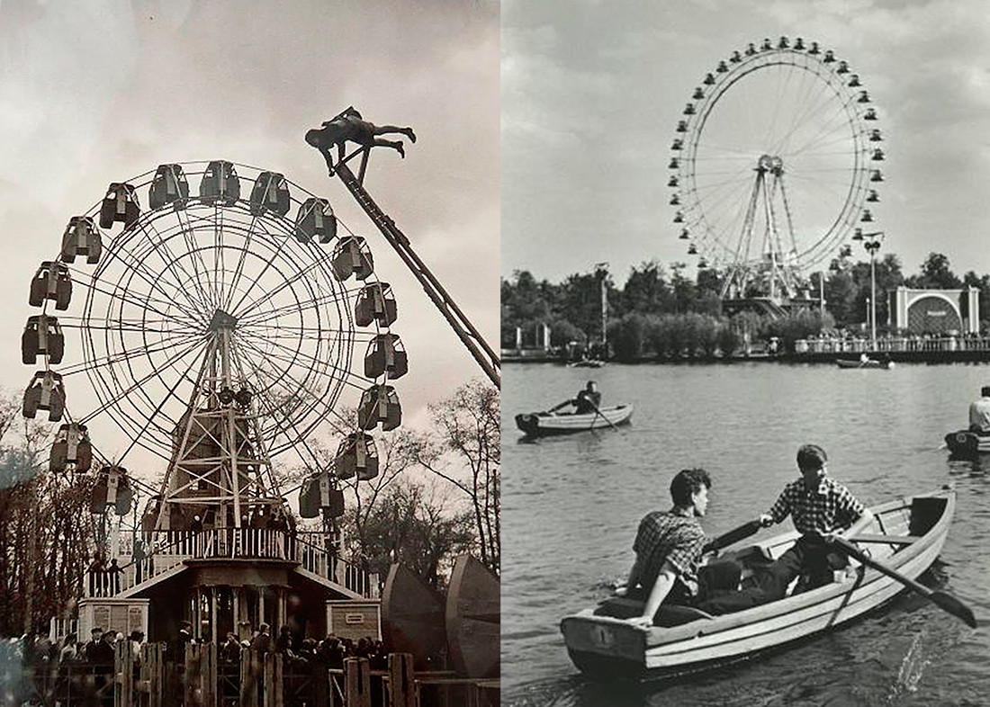 Gorky Park. Small and big Ferris wheels, 1930s and 1950s.  