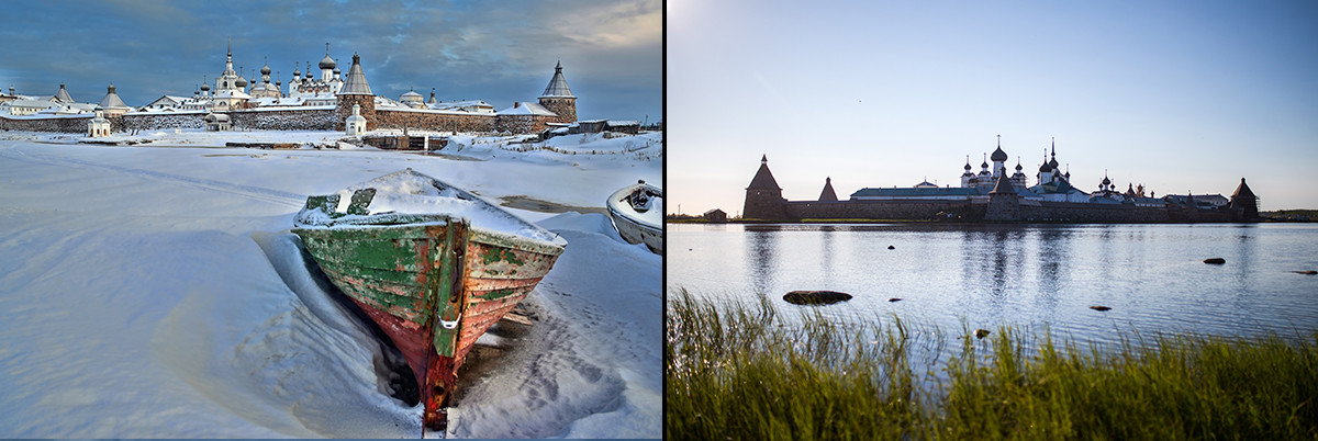 Solovki in winter and summer.